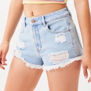 pacsun high rise light blue festival jean short
